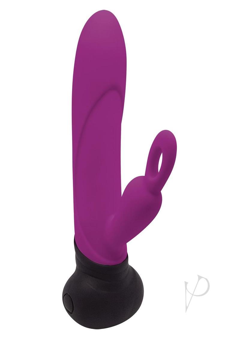 Mini Bonnie Andamp; Clyde Rechargeable Silicone Rabbit Vibrator - Purple/black