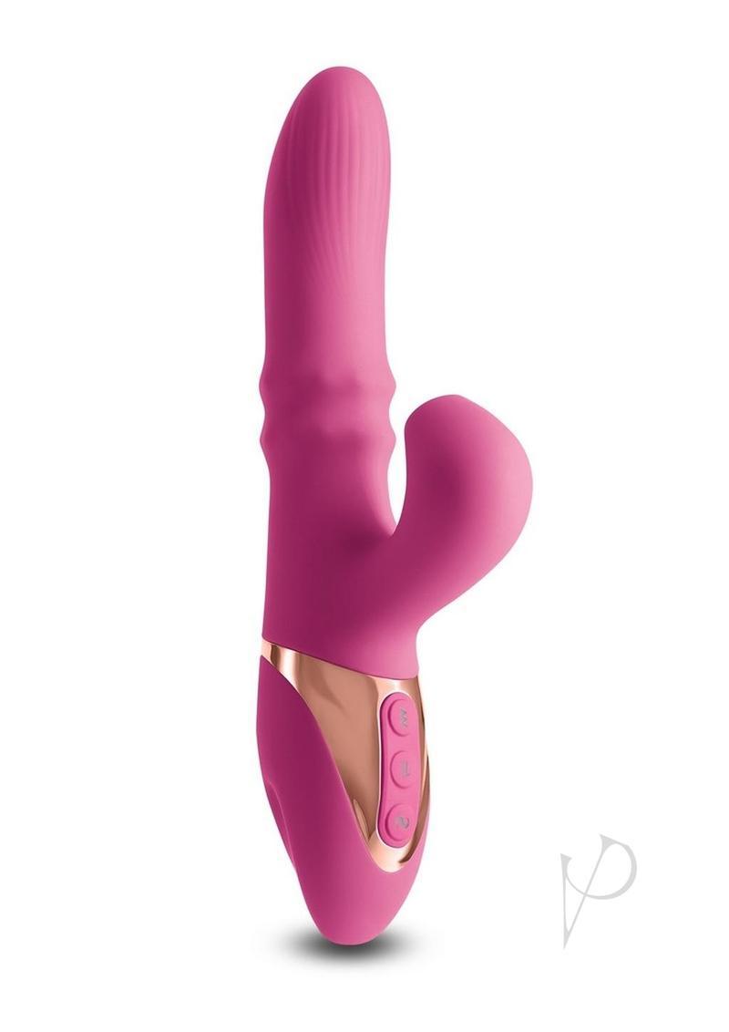 Inya Enamour Rechargeable Silicone Rabbit Vibrator With Air Pulse Clitoral Stimulator - Pink